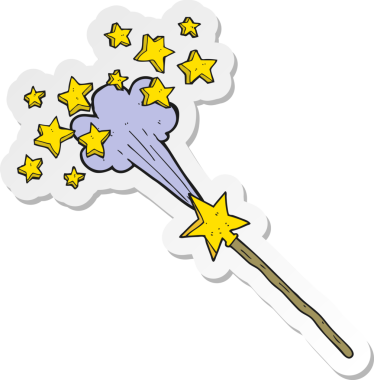 Bir insan tarafından çizilmiş sihirli değnek çıkartması.