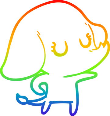 Gökkuşağı gradyan çizgisi bir insan tarafından çizilmiş şirin bir fil çizimi