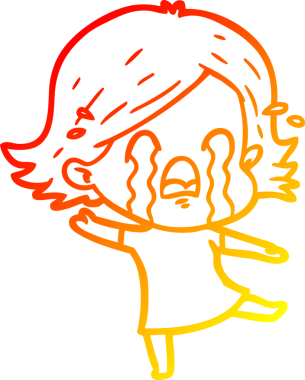 Bir insan tarafından çizilmiş, ağlayan bir çizgi kadın çizimi.