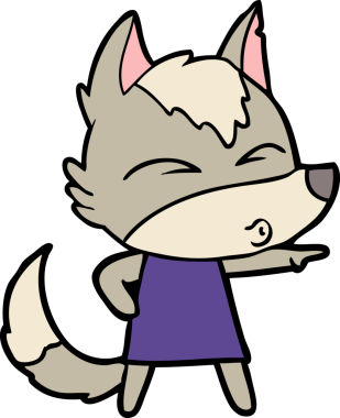 Bir insan tarafından çizilmiş ıslık çalan ve işaret eden bir kurt kız.