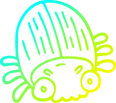 Bir çizgi filmin soğuk gradyan çizimi insan tarafından çizilmiş dev bir böcek.