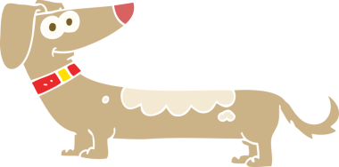 Bir insan tarafından çizilmiş bir köpeğin düz renk çizimi