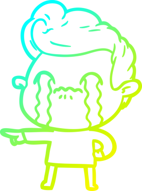 Bir insan tarafından çizilmiş ağlayan bir çizgi film karakteri çizimi.