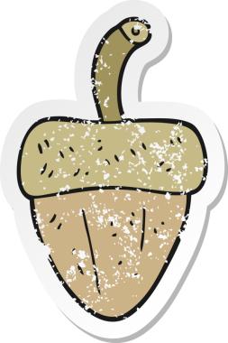 Bir insan tarafından çizilmiş bir palamut desenli karikatür çıkartması.