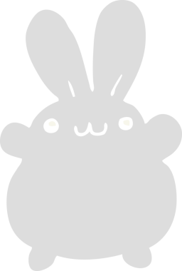 Bir insan tarafından çizilmiş düz renkli çizgi film tavşanı