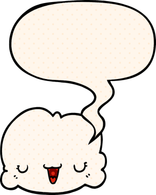 Bir insan tarafından çizilmiş çizgi roman tarzında konuşma baloncuğu olan şirin bir çizgi film bulutu.