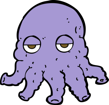 Bir insan tarafından çizilmiş uzaylı mürekkep balığı yüzü.