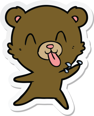 Bir insan tarafından çizilmiş kaba bir çizgi film ayısının çıkartması.