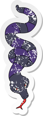 İnsan eliyle çizilmiş garip bir çizgi film yılanının sıkıntılı çıkartması.