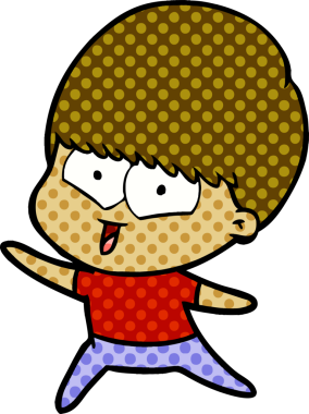 Bir insan tarafından çizilmiş mutlu çocuk çizgi filmi.