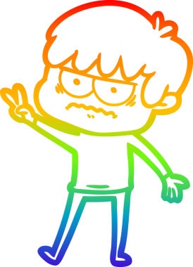 Gökkuşağı gradyan çizgi çizimi Bir insan tarafından çizilmiş bir çizgi film çocuğu