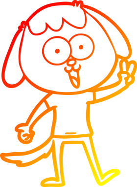 Bir insan tarafından çizilmiş sevimli bir köpeğin sıcak çizgi çizgisi.