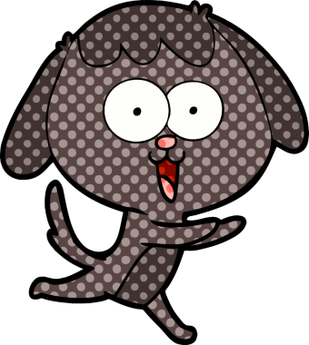 Bir insan tarafından çizilmiş şirin bir çizgi film köpeği.