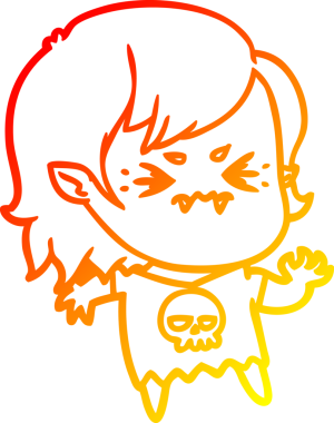 Bir insan tarafından çizilmiş kızgın bir vampir kız çizgi çizimi.