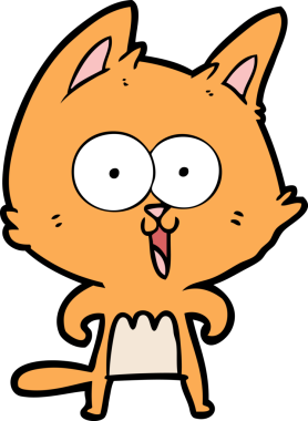 Bir insan tarafından çizilmiş komik çizgi film kedisi.