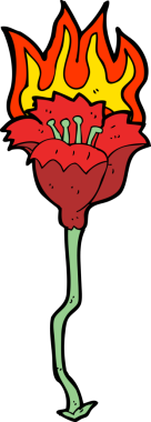 Bir insan tarafından çizilmiş yanan çiçek.