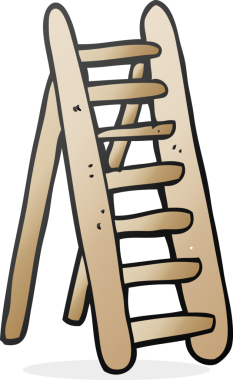 Bir insan tarafından çizilmiş karikatür merdiveni.