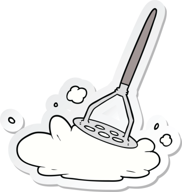 Bir insan tarafından çizilmiş patates ezicisinin çıkartması.