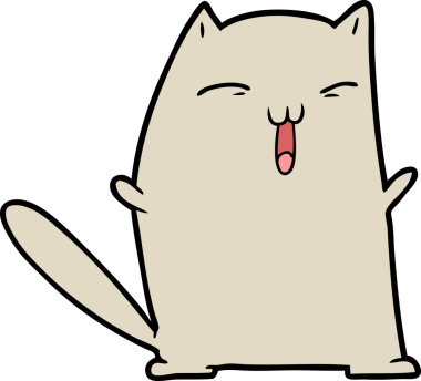 Bir insan tarafından çizilmiş çizgi film kedisi.