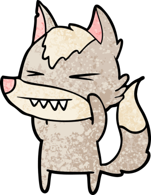 Bir insan tarafından çizilmiş kızgın kurt çizgi filmi.