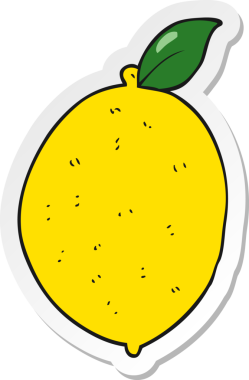 Bir insan tarafından çizilmiş karikatür limonu çıkartması.