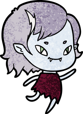 Çizgi film dostu vampir kız bir insan tarafından çizilmiş.