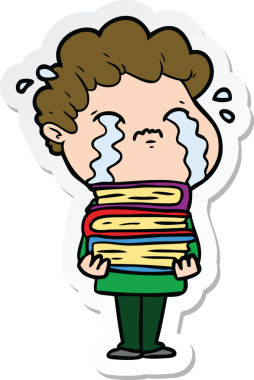 Bir insan tarafından çizilmiş, ağlayan bir çizgi film karakterinin çıkartması.