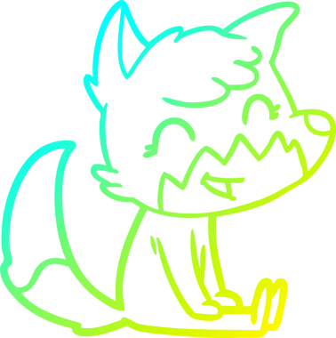 Bir insan tarafından çizilmiş mutlu bir tilkinin soğuk çizgi çizimi.