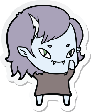 Bir insan tarafından çizilmiş, karikatür dostu vampir bir kızın çıkartması.