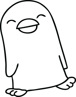 Bir insan tarafından çizilmiş garip bir penguen çizimi.