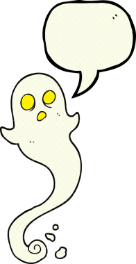 Bir insan tarafından çizilmiş serbest çizilmiş çizgi roman konuşma balonu Cadılar Bayramı hayaleti.