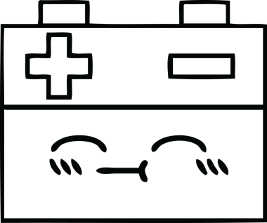 Bir insan tarafından çizilmiş araba aküsünün çizgi çizimi