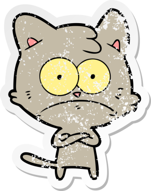 Bir insan tarafından çizilmiş gergin bir kedinin sıkıntılı çıkartması.