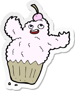 Bir insan tarafından çizilmiş bir kek canavarının çıkartması.