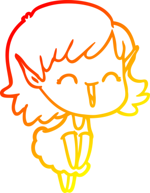 Bir insan tarafından çizilmiş çizgi film karakteri bir elf kızı çizimi