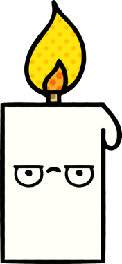 Bir insan tarafından çizilmiş çizgi roman tarzı yanan mum.