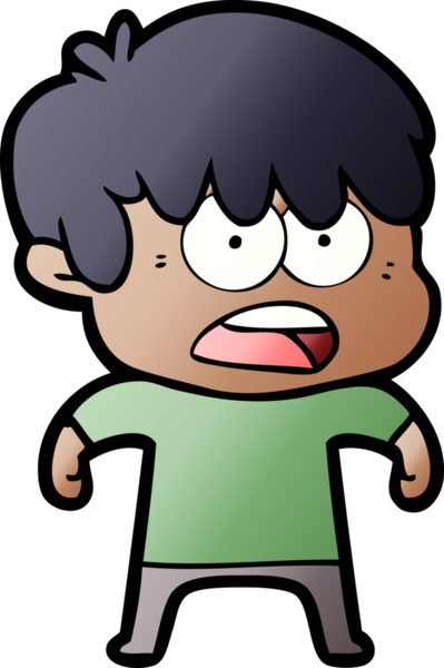 Bir insan tarafından çizilmiş endişeli çizgi film çocuğu.