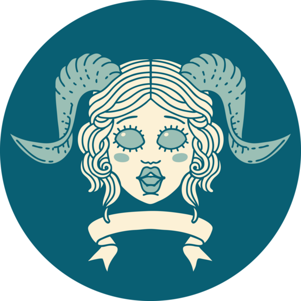 Retro Dövme Biçimi karakter yüzünü bir insan tarafından çizilmiş parşömen pankartıyla düzenliyor