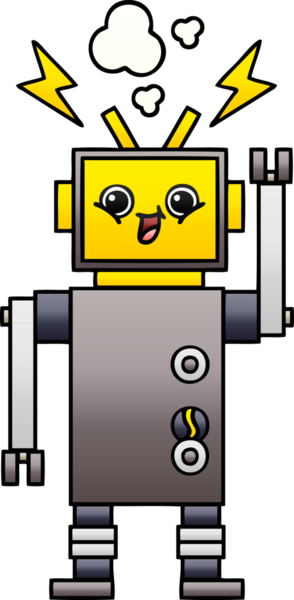 Bir insan tarafından çizilmiş bir robotun gölgelenmiş çizimi