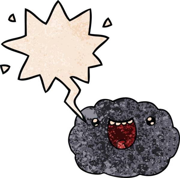 bir insan tarafından çizilmiş eski moda bir konuşma baloncuğu ile çizgi film mutlu bulut