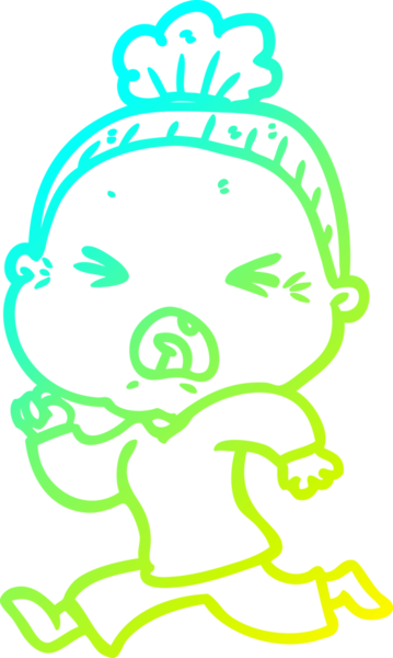 Bir insan tarafından çizilmiş kızgın yaşlı bir kadının soğuk çizgi çizimi.