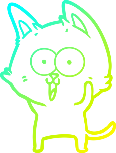 Bir insan tarafından çizilmiş komik çizgi film kedisinin soğuk gradyan çizgisi.