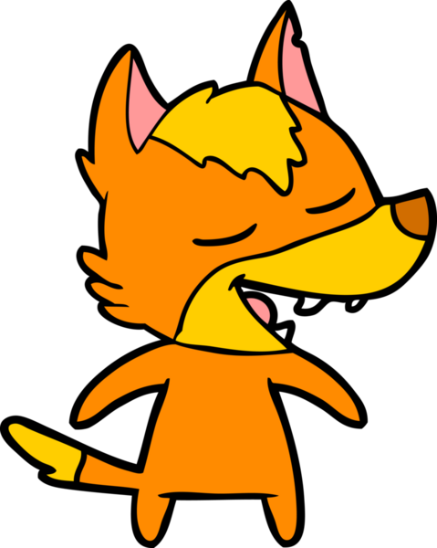 Bir insan tarafından çizilmiş tilki çizgi film karakteri