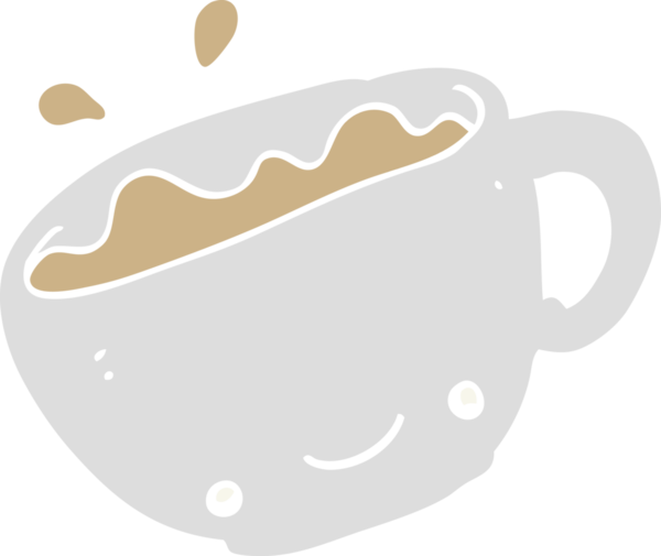 Bir insan tarafından çizilmiş düz renkli bir kahve fincanı.