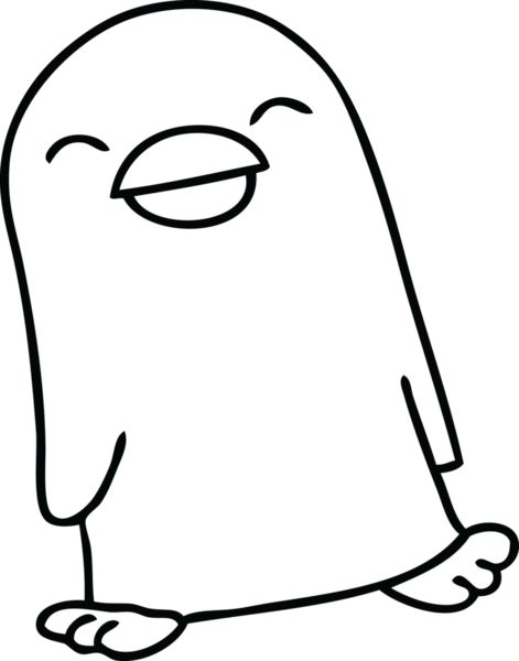 Bir insan tarafından çizilmiş garip bir penguen çizimi.