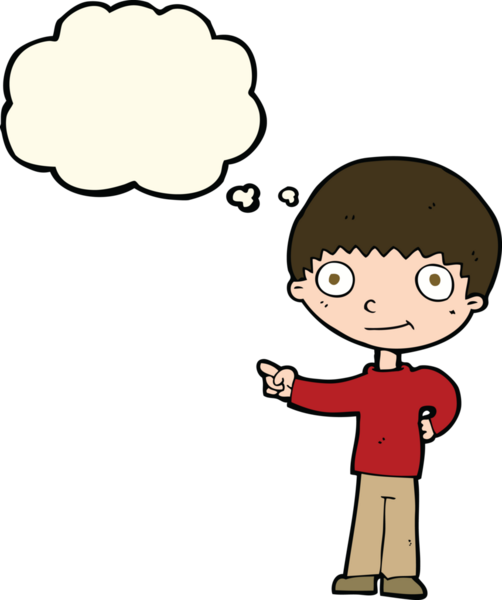 çizgi film mutlu çocuk bir insan tarafından çizilmiş düşünce balonuyla işaret