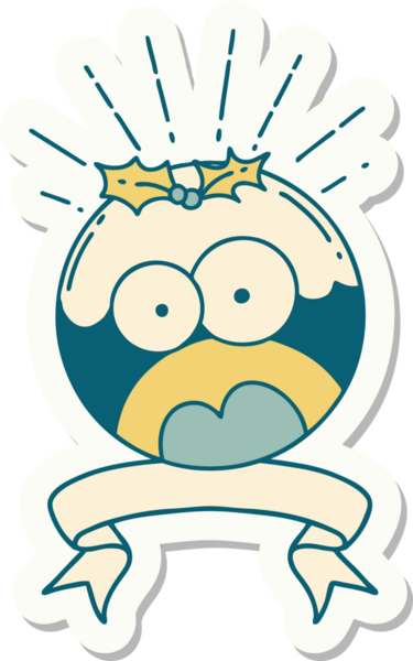 Dövme stili çıkartma bir insan tarafından çizilmiş Noel pudingini şok etti.