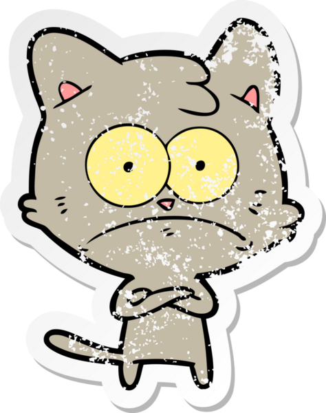 Bir insan tarafından çizilmiş gergin bir kedinin sıkıntılı çıkartması.