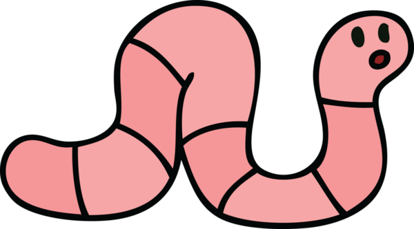 Bir insan tarafından çizilmiş garip bir çizgi film solucanı.