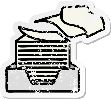 Bir insan tarafından çizilmiş şirin bir ofis kağıdı yığınının sıkıntılı çıkartması.